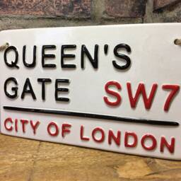 Handmade Ceramic Queens Gate London Street Sign Wall Art - thumbnail 3