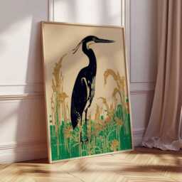 Heron Art Print, Japanese Minimalist Retro Botanical Poster - thumbnail 2