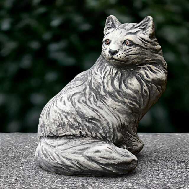Garden Curled Cat Statue Concrete Kitty Sculpture Cement Kitten Decoration Stone Memorial Ornament Handmade Art - image 1