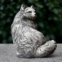 Garden Curled Cat Statue Concrete Kitty Sculpture Cement Kitten Decoration Stone Memorial Ornament Handmade Art - thumbnail 4