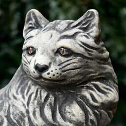 Garden Curled Cat Statue Concrete Kitty Sculpture Cement Kitten Decoration Stone Memorial Ornament Handmade Art - thumbnail 3