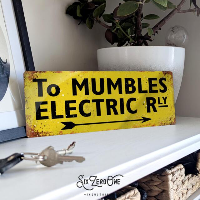 Mumbles Electric Railway - Vintage Worn Rusty Look Print Train Station Tram Swansea South Wales Shabby Chic Bathroom - image 1