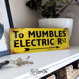 Mumbles Electric Railway - Vintage Worn Rusty Look Print Train Station Tram Swansea South Wales Shabby Chic Bathroom - thumbnail 1