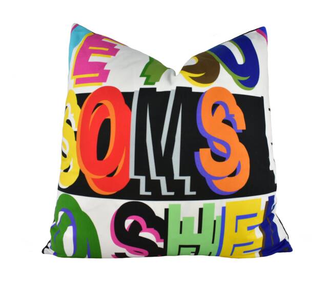 Schumacher - Robert Burns Multi Warhol-Esque Rainbow Poem Designer Cushion Cover Handmade Throw Pillow Luxury Home Decor - image 1
