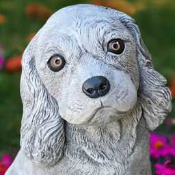 Stone Sitting Spaniel Concrete Dog Statue Garden Decor Cement Figurine Outdoor Pet Sculpture Memorial Ornament - thumbnail 4