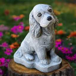 Stone Sitting Spaniel Concrete Dog Statue Garden Decor Cement Figurine Outdoor Pet Sculpture Memorial Ornament - thumbnail 1