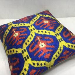 Handwoven Ikat Silk Pillow Cover, Modern Home Decor - 20x20 - thumbnail 4