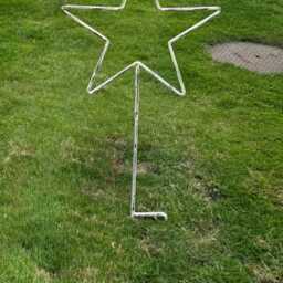 Rustic Metal Garden Star Ornament Distressed Cream Lawn Decor - thumbnail 2