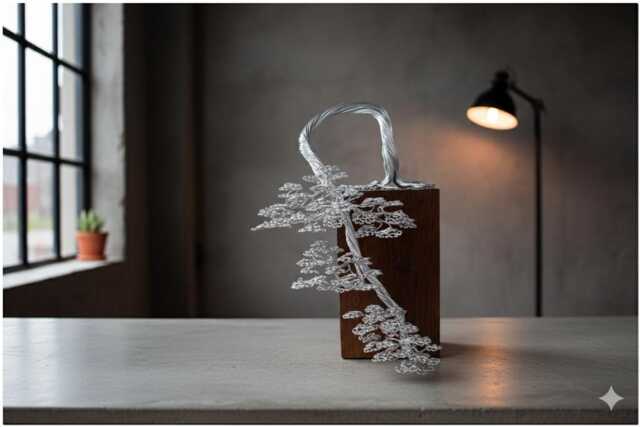 Cascade Wire Bonsai Tree - Steel Eleventh Wedding Anniversary Christmas Gift - image 1