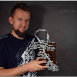 Cascade Wire Bonsai Tree - Steel Eleventh Wedding Anniversary Christmas Gift - thumbnail 3