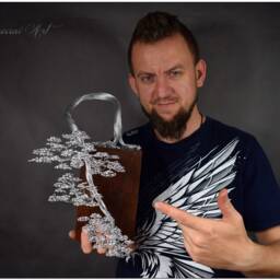 Cascade Wire Bonsai Tree - Steel Eleventh Wedding Anniversary Christmas Gift - thumbnail 4