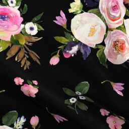 Watercolor Roses Sheets - Colette Blooms Black By Shopcabin Romantic Florals Soft Cotton Sateen Sheet Set Bedding Spoonflower - thumbnail 4
