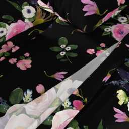 Watercolor Roses Sheets - Colette Blooms Black By Shopcabin Romantic Florals Soft Cotton Sateen Sheet Set Bedding Spoonflower - thumbnail 2