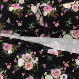 Watercolor Roses Sheets - Colette Blooms Black By Shopcabin Romantic Florals Soft Cotton Sateen Sheet Set Bedding Spoonflower - thumbnail 3