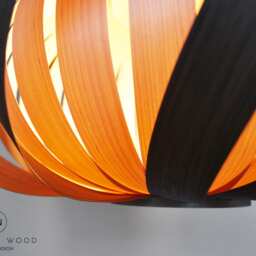 Walnut Wood Veneer Pendant Lamp - Twisted Modern Ceiling Light - thumbnail 3