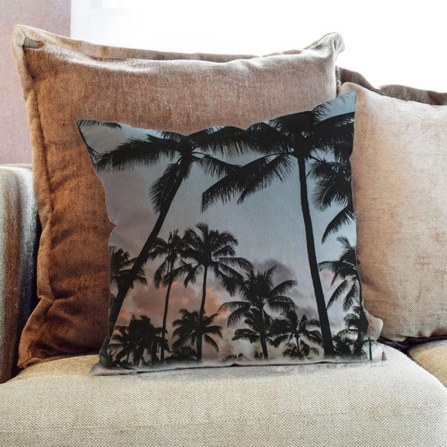 Palm Trees Photography - Decorative Pillow Throw Cushion Fabric , Case Cover Or With Filling