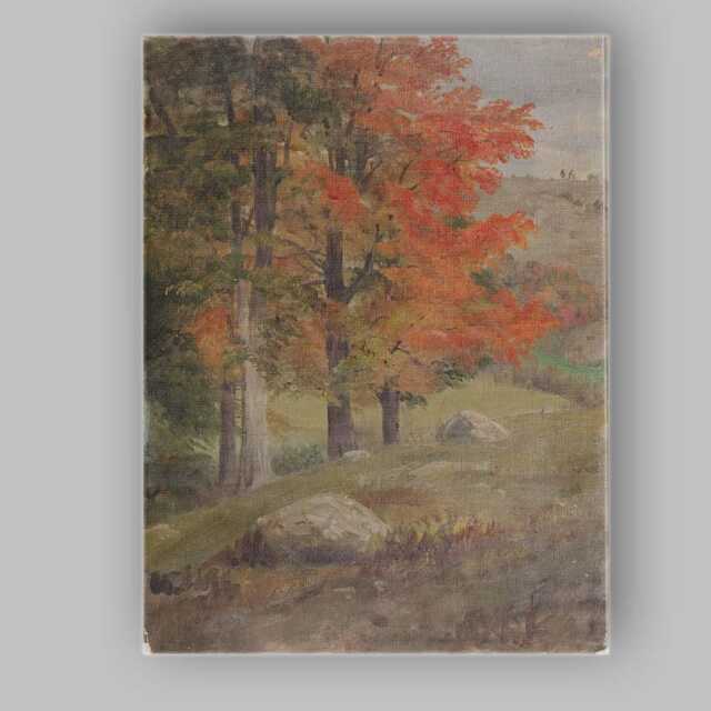 Autumn Trees Hillside Woodland Landscape Painting Canvas Wall Art Print Decor Picture Ready To Hang - image 1