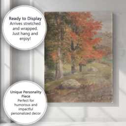 Autumn Trees Hillside Woodland Landscape Painting Canvas Wall Art Print Decor Picture Ready To Hang - thumbnail 3