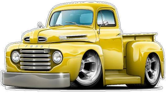 1948 Ford F-1 Wall Decal Vintage Cartoon Truck Sticker - image 1