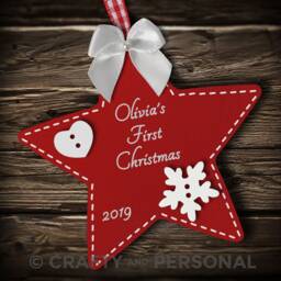 Personalised Baby's 1St First Christmas Bauble Wooden Star Tree Ornament Or Magnet Gift For Boy Girl - thumbnail 3