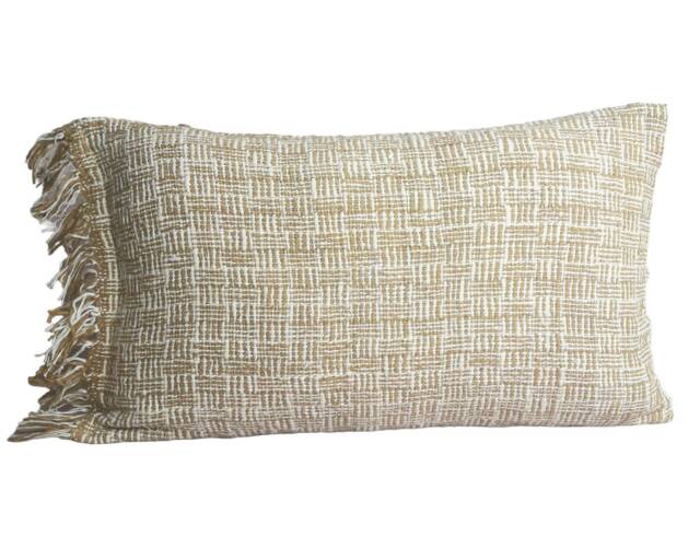 Handwoven Lumbar Pillow Cover, Organic Brown Throw Pillow, 12x20 - image 1