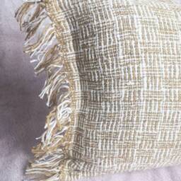 Handwoven Lumbar Pillow Cover, Organic Brown Throw Pillow, 12x20 - thumbnail 3