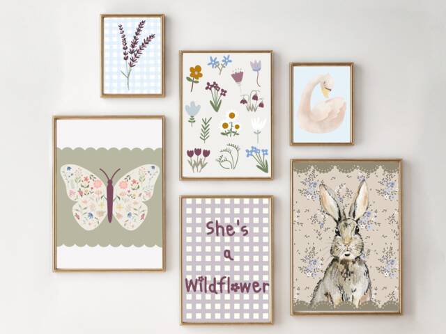 Set Of Girls Room Or Nursery Woodland & Wildflower Prints. Gallery Wall Prints, Printed Shipped - Prints Only - image 1