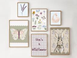 Set Of Girls Room Or Nursery Woodland & Wildflower Prints. Gallery Wall Prints, Printed Shipped - Prints Only - thumbnail 1