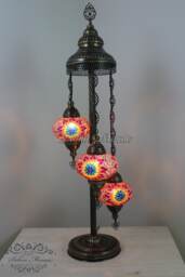 3 Ball Turkish Mosaic Floor Lamp With Large Globes, Lambader - thumbnail 1