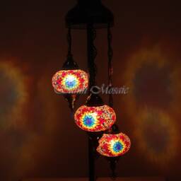 3 Ball Turkish Mosaic Floor Lamp With Large Globes, Lambader - thumbnail 2
