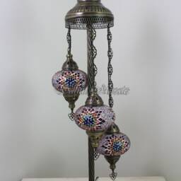 3 Ball Turkish Mosaic Floor Lamp With Large Globes, Lambader - thumbnail 3