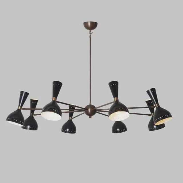 1950S Mid Century Stilnovo Style Chandelier Customizable 8 Arm 16 Lights Modern Pendant Italian Sputnik Brass Light Fixture - image 1