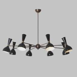 1950S Mid Century Stilnovo Style Chandelier Customizable 8 Arm 16 Lights Modern Pendant Italian Sputnik Brass Light Fixture - thumbnail 1
