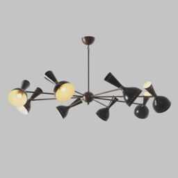 1950S Mid Century Stilnovo Style Chandelier Customizable 8 Arm 16 Lights Modern Pendant Italian Sputnik Brass Light Fixture - thumbnail 2