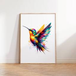 Hummingbird Wall Art Print - Set Of 3 Posters - Watercolor Painting Watercolour Picture Home Bird Gifts Humming Decor - thumbnail 3