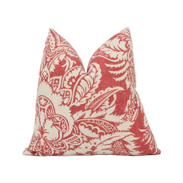 Thibaut - Chardonnet Damask Red Handmade Cushion Cover Stunning Throw Pillow Designer Home D??cor - image 1