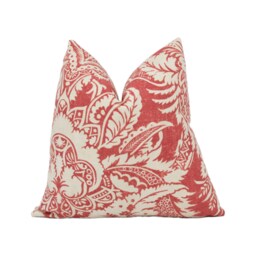 Thibaut - Chardonnet Damask Red Handmade Cushion Cover Stunning Throw Pillow Designer Home D??cor - thumbnail 1
