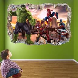 Superhero Wall Decal Sticker Mural Poster Print Art Spiderman Iron Man Hulk Captain America Avengers - thumbnail 2