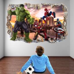 Superhero Wall Decal Sticker Mural Poster Print Art Spiderman Iron Man Hulk Captain America Avengers - thumbnail 1