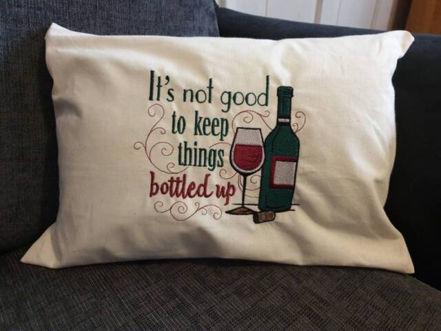 Embroidered Wine Cushion