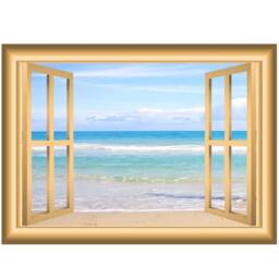 Beach View Vinyl Window Frame Ocean Scenery Wall Art - Vwaq Nw3 - thumbnail 2