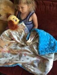 "Golden Dragon Brocade & Turquoise Minky Baby Blanket ""Donna Lee" - thumbnail 1