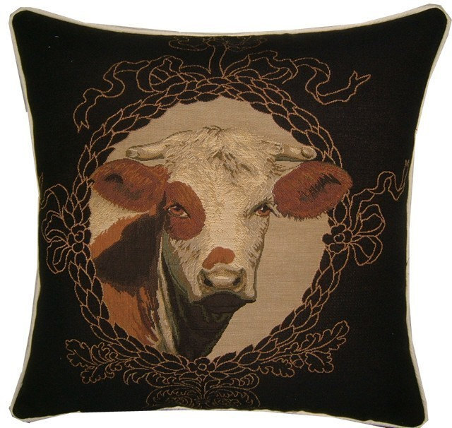 Bulls Head Cow Steer Bullock Woven Tapestry Cushion Cover Sham - image 1