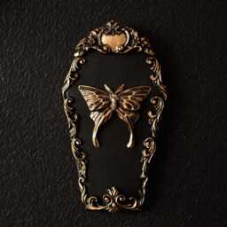 Gothic Luna Moth in Coffin Wall Decor/Handmade Home By House Of Persephone Ornate Entomology Themed Gap Filler For Goth Gallery - thumbnail 3