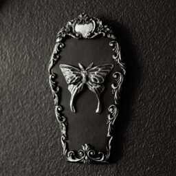 Gothic Luna Moth in Coffin Wall Decor/Handmade Home By House Of Persephone Ornate Entomology Themed Gap Filler For Goth Gallery - thumbnail 2