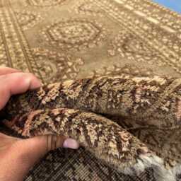 Handmade Turkmen Runner Rug 3x9, Wool Geometric Medallion Hallway Rug, Muted Gold & Taupe Brown Runner, Long Entryway Tribal - thumbnail 4