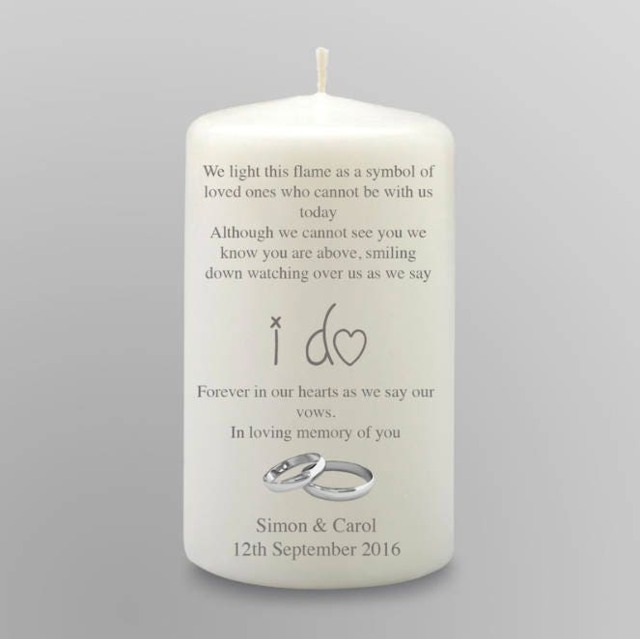 Large Personalised in Loving Memory Remembrance Candle Wedding Day Gift Keepsake Centrepiece Favour