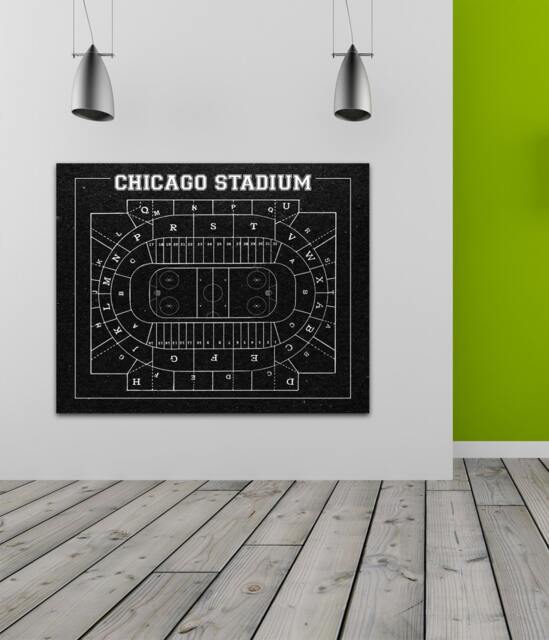 Chicago Blackhawks United Center Blueprint Art Print Vintage Style Hockey Drawing - image 1