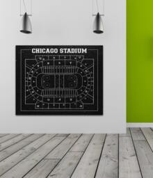 Chicago Blackhawks United Center Blueprint Art Print Vintage Style Hockey Drawing - thumbnail 1
