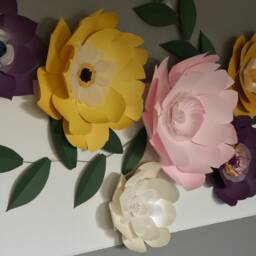 Plum Nursery Decor, Mustard Yellow Flower, Jewel Tone Nursery, Pink Flower Wall, Eggplant Purple Paper - thumbnail 3